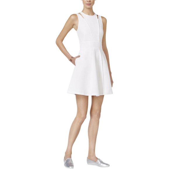 NWT Women Armani Exchange White Textured Fit and Flare Dress Size 4 N5A120YK100 - Picture 3 of 9